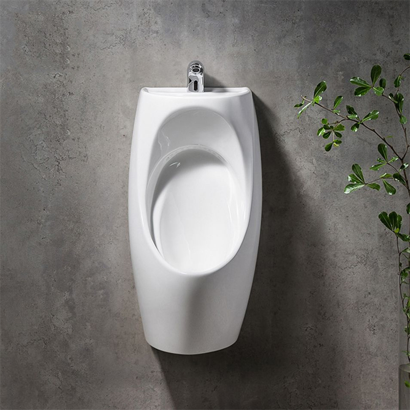 Modern Wall Hung Ceramic Men Urinal with Washing Basin Sink - Gravity Flushing, Sensor Urinal, Anti-Fouling Glaze, Fixing to Wall, High-Temperature Ceramic