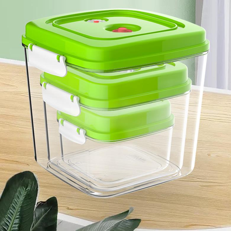 Eco-Friendly Square Plastic Vacuum Food Storage Container with Lid and Pump