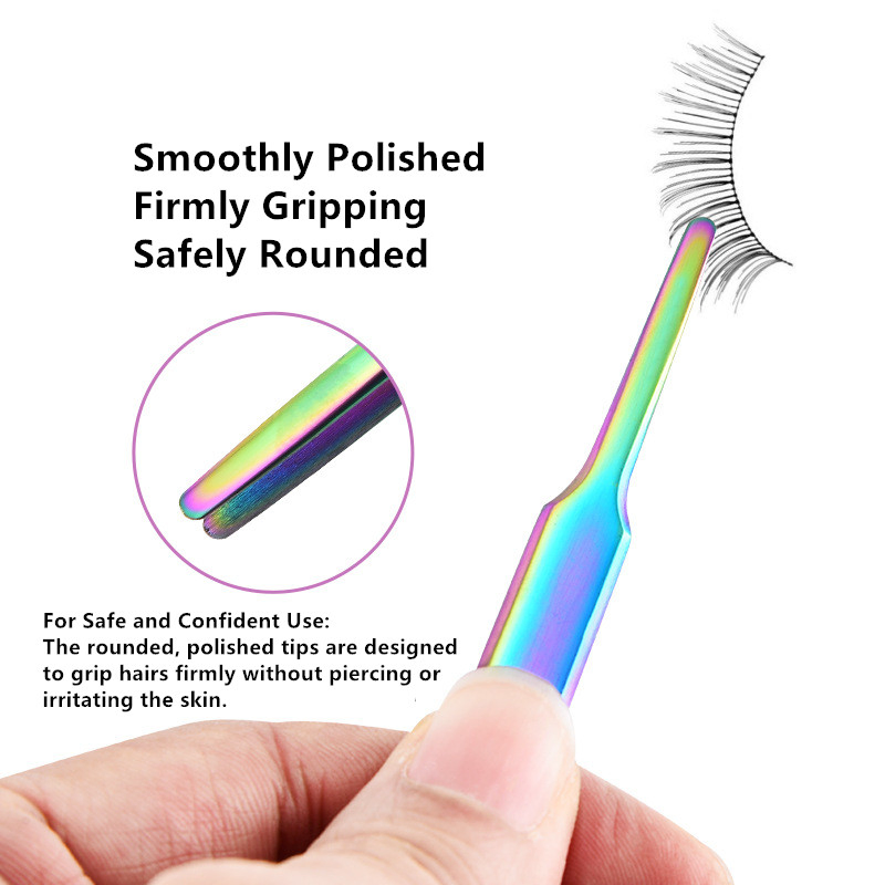 Titanium Stainless Steel Straight Blunt Tip Beauty Makeup Lash Isolation Extension Tweezers
