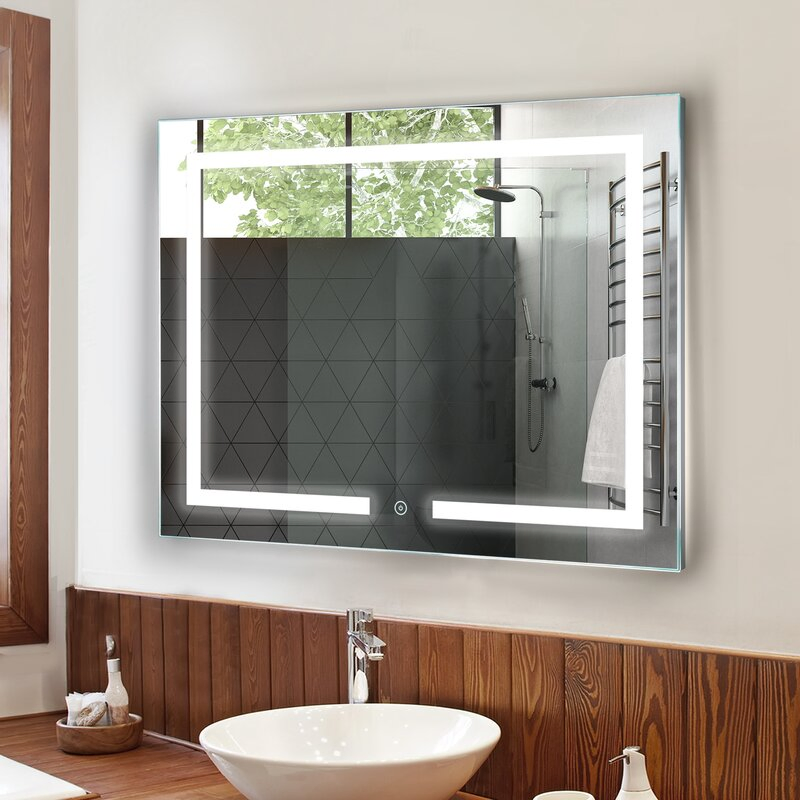 Hotel Home Decoration Wall Mounted Illuminated Rectangle Bathroom LED Mirror with Defogger