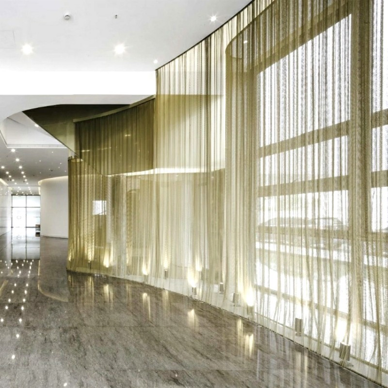 Architectural Decorative Aluminum Metal Shower Curtain, Metal Coil Drapery, Fireplace Screen, Metal Mesh Chain Link Curtain