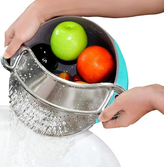Half-Moon Pan Strainer Pot Drainer Pan Colander for Spaghetti Wbb12138