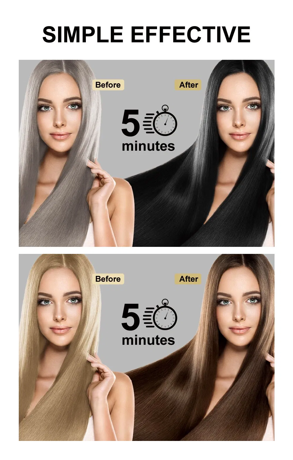 Veinira Popular Shampoo Hair Color for Salon & Home Use Botanical Formula Cover Grey Hair Tintes Para EL Cabello