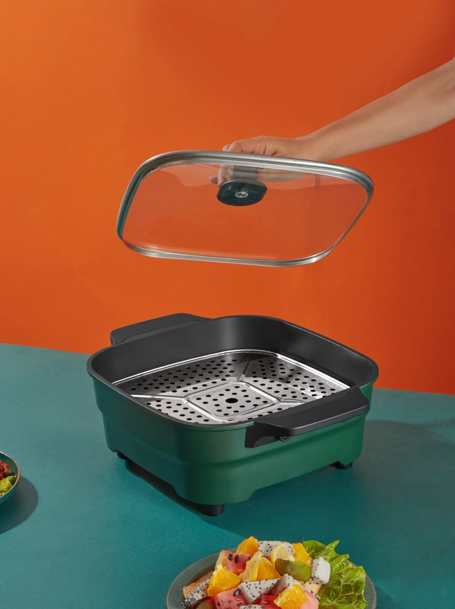 Multifunctional Skillet Korean BBQ Grill Pan Frying Square Shape 30cm