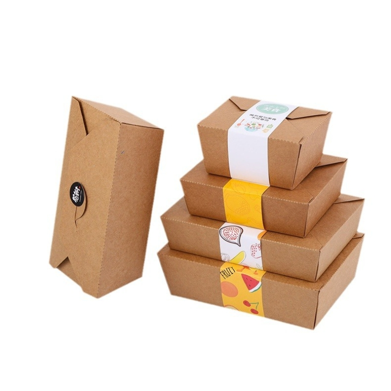 3# Disposable Biodegradable Kraft Food Packaging Eco Friendly Paper Lunch Box