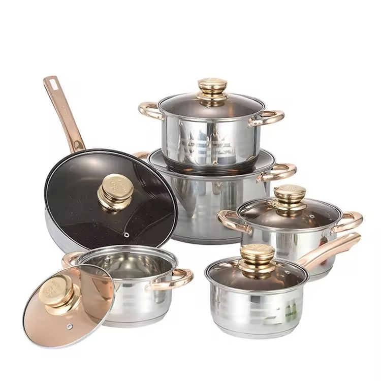 Customization Kitchen Triply Stainless Steel Cooking Pot Set Non-Stick Pots and Pans Set 10 Pieces Cookware Sets