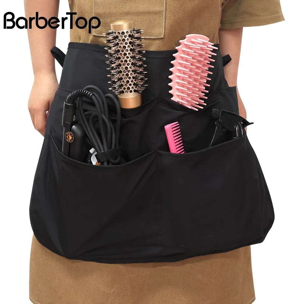 Wholesale Short Wear-Resistant Barber Aprons Work Waist Apron with 4 Big Pockets