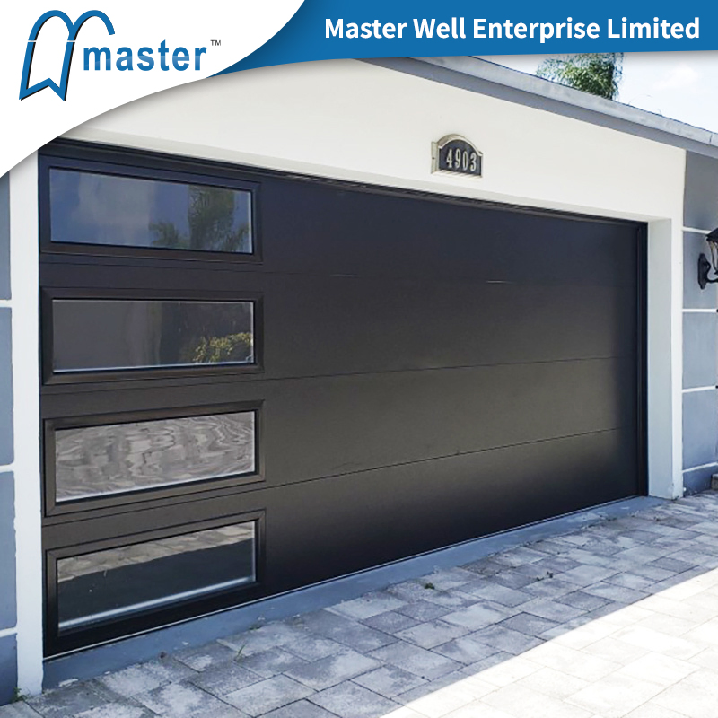 Modern High Quality with Smart Remote Control Roll up 9X7 Sectional Overhead Double Garage Door with Side Windows with Accessories