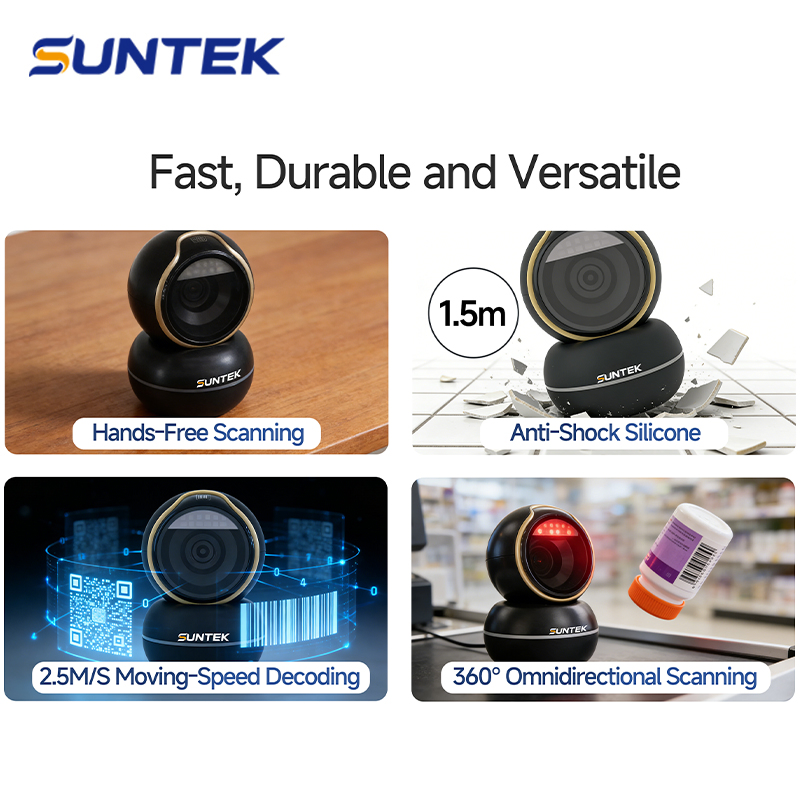 High Resolution ≥3mil Barcode Data Collector Handfree 2D Suntek Barcode Scanner for Supermarket in Retail Industry