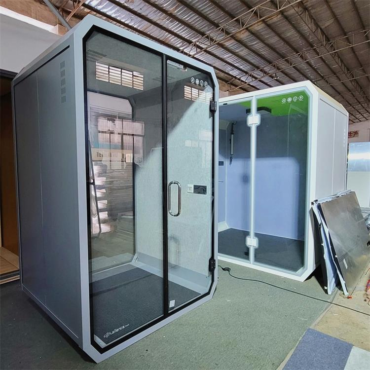 One Person Single Cell Phone Booth Soundproof Acoustic Staff Workstation Phone Cabin Luxury Upholstered Interior Office Pod