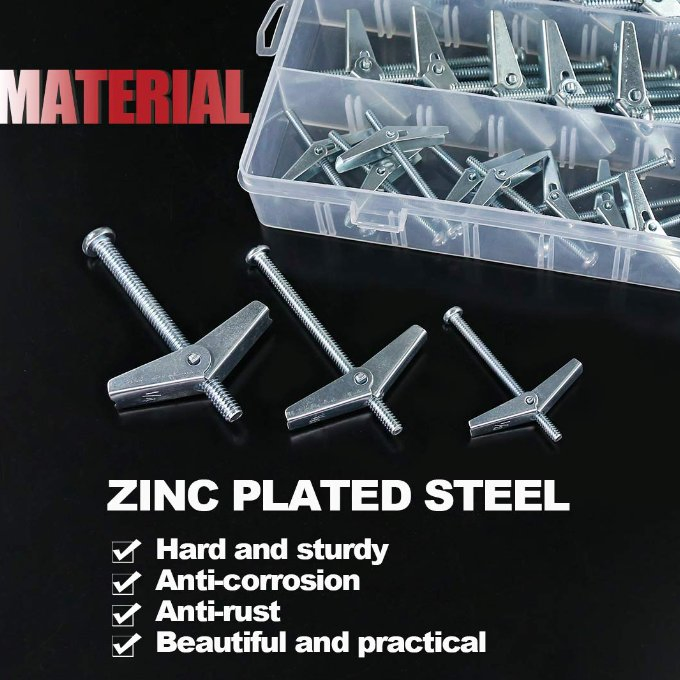 Toggle Bolt and Wing Nut Assortment Kit for Drywall 1/8 3/16 1/4