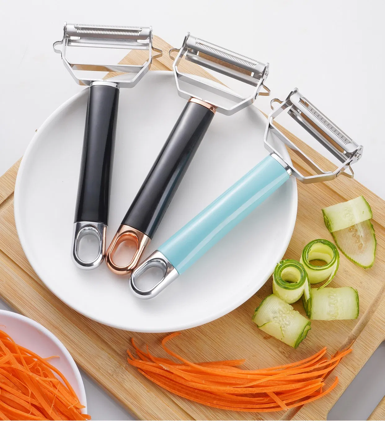Stainless Steel Double-Ended Peeler Multi-Functional Melon Paring Knife 3-in-1 Household Double-Ended Grater
