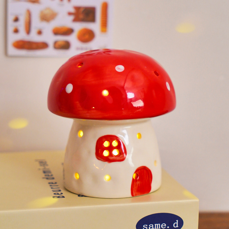 Whimsical Ceramic Mushroom Night Light for Cozy Decor