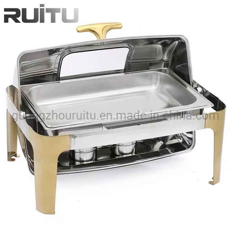 EU/Us Style Stainless Steel Perforated 1/3 Gn Pan Gastronorm Food Containers Gold Leg Chaving Dish Electric Buffet Chafing Dishes in Dubai Food Warmer Equipment