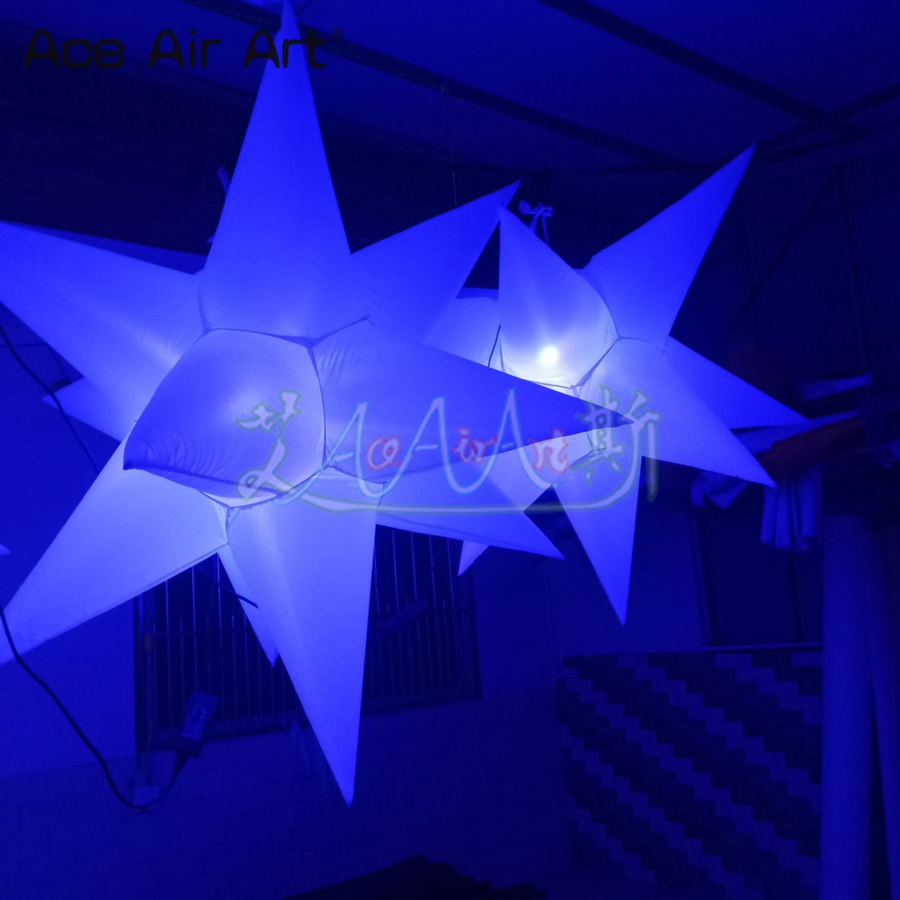Inflatable Hanging Star Spiked Balloons with LED Light for Outdoor Event or Stage Decoration