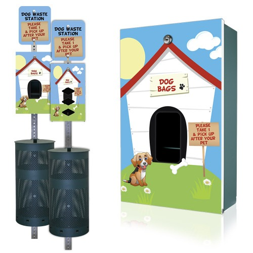 Versatile Rust-Proof Round Dog Waste Station with Igs and Dwg Files