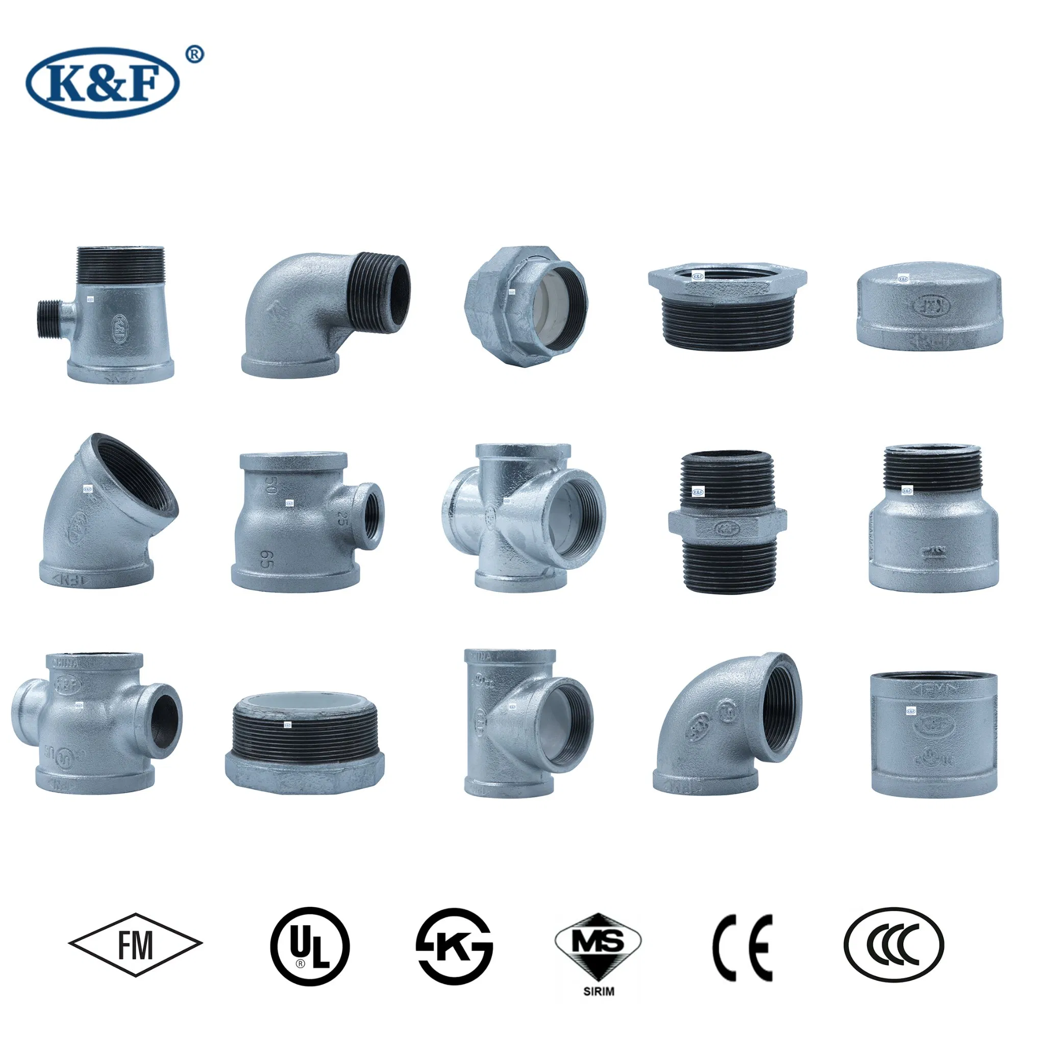 Kanaifu DN25 Malleable Iron Galvanized Pipe Fitting Round Cap with FM UL