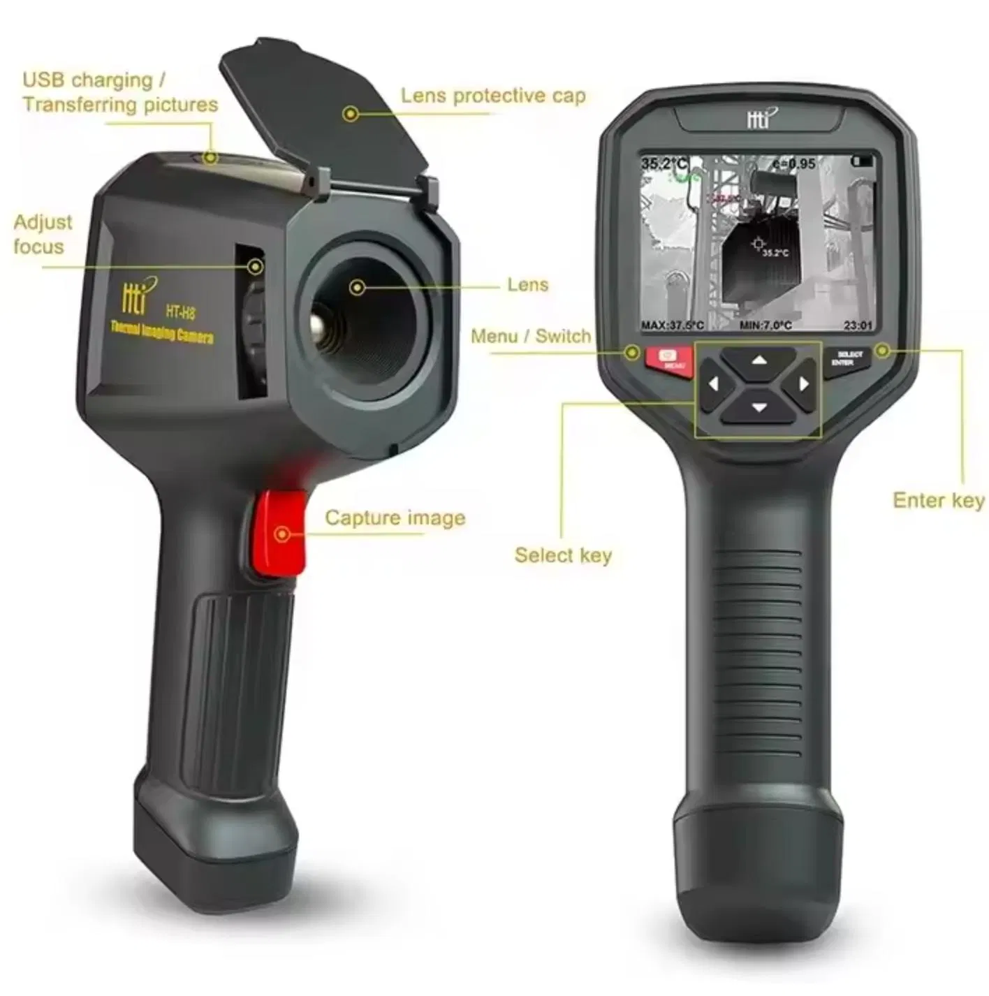 Handheld IR Infrared Thermal Imager Camera with WiFi 384*288 Automatic Tracking Thermal Imaging Camera Rechargeable 3.5TFT