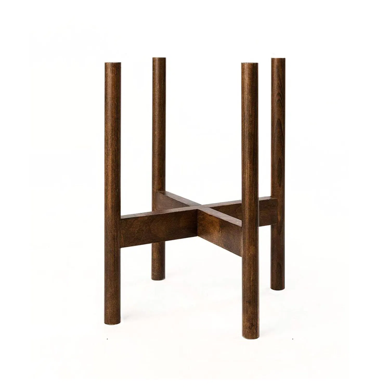 Bamboo Plant Stand MID Century Wood Flower Pot Holder Dark Brown