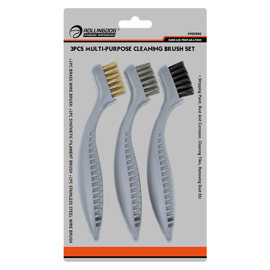 Rolingdog-Standard 90088g 3PC Multi-Purpose Brush Set Brass Synthetic Filament Stainless Steel