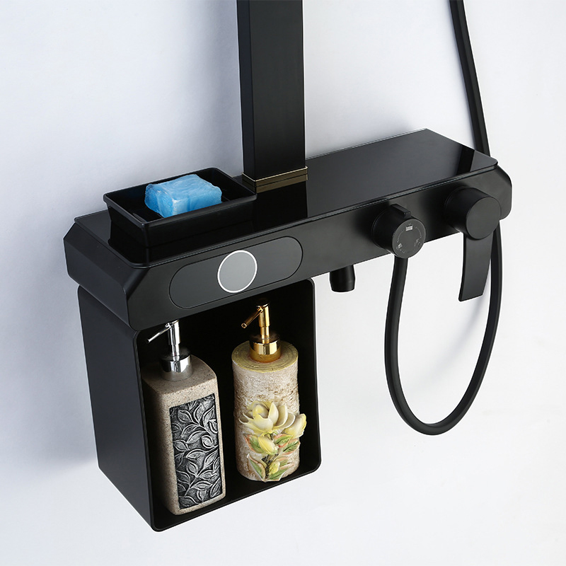 Home Hotel Simply Multi Function Bathroom Faucet Black Rain Shower Set