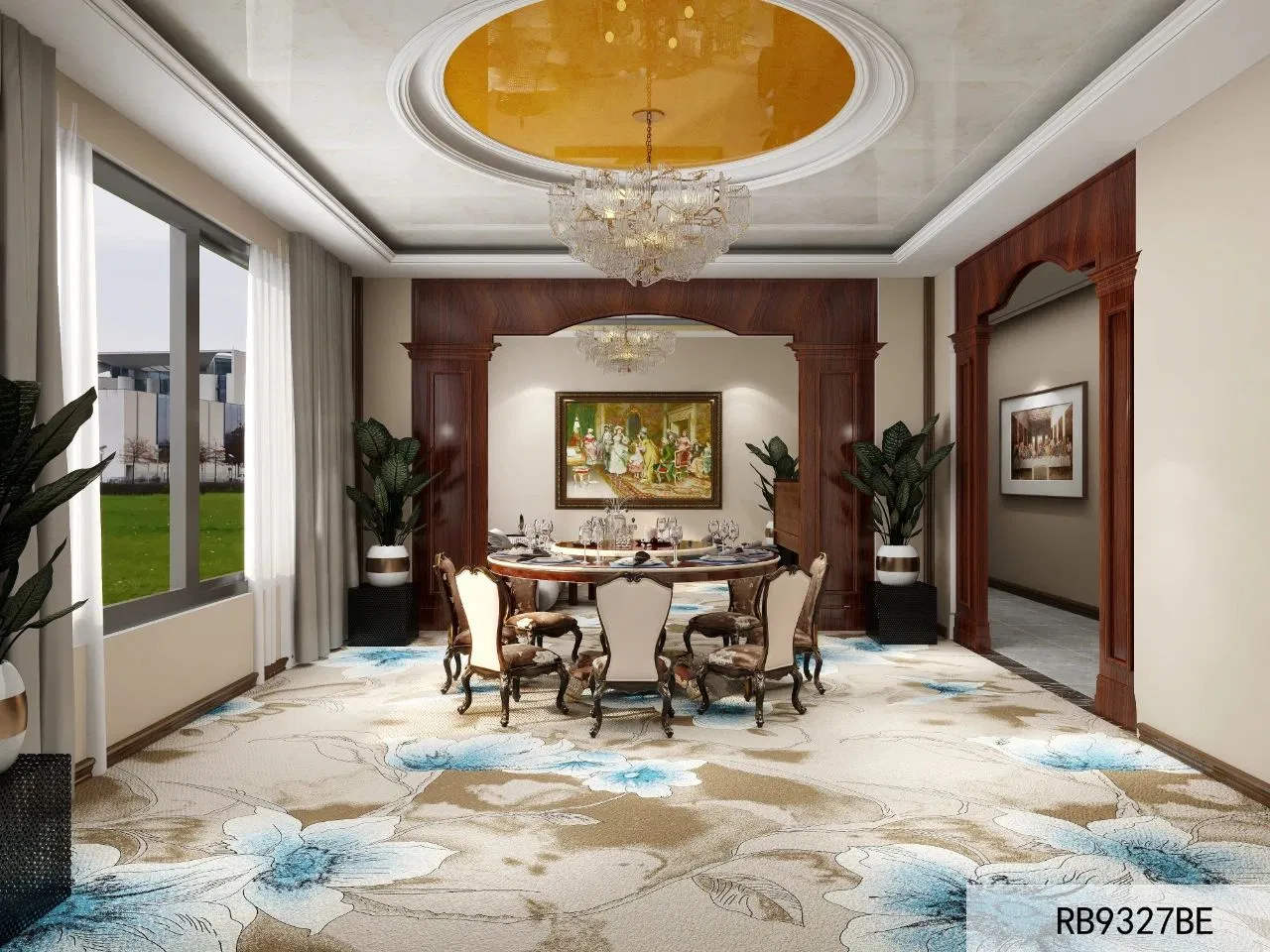 Wear Resistant Mat Factory Stain Resistant Wool Woolen Broadloom 4m Axminster Floor Carpet for Commercial Hotel Event Party