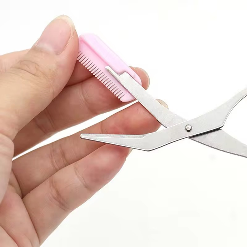 Маникюрные ножницы для бровей с расческой из нержавеющей стали