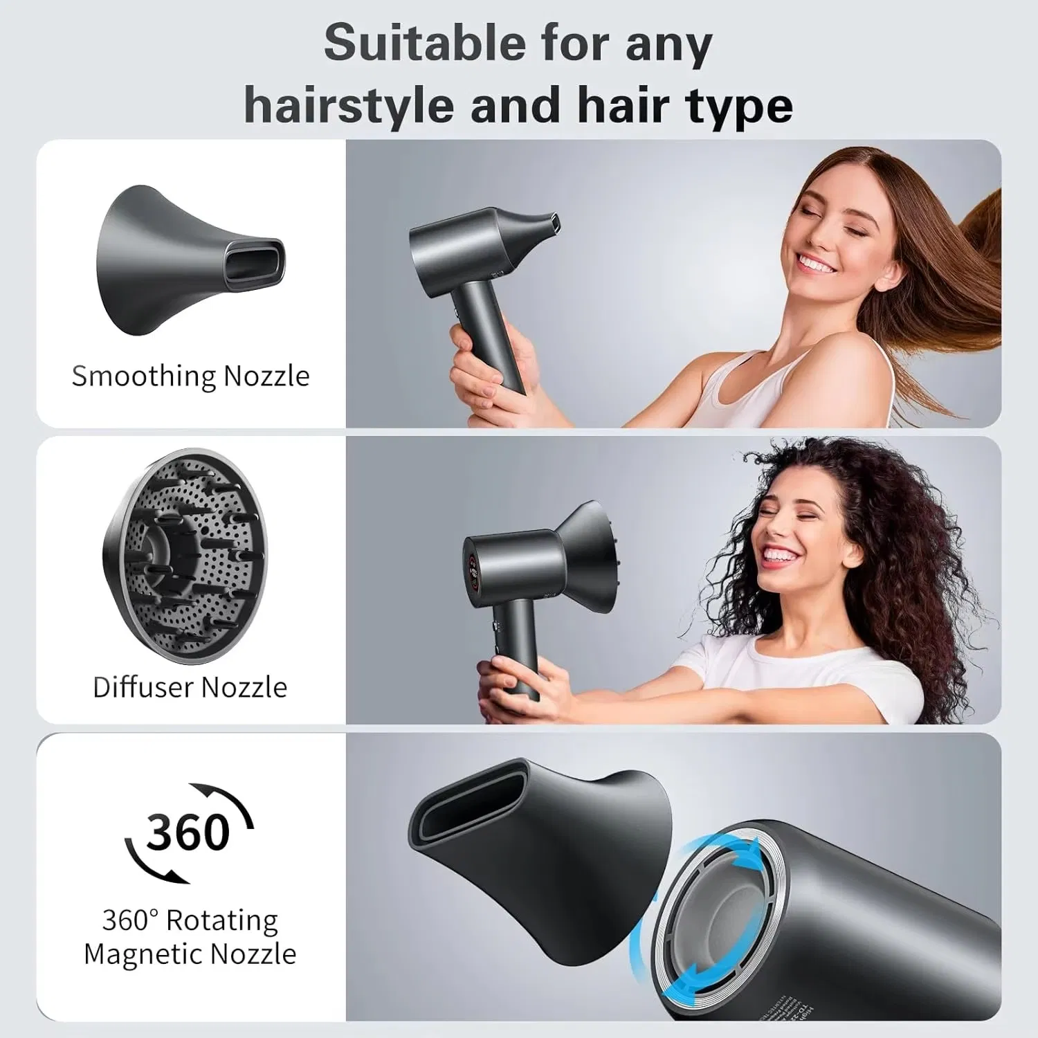 Compact High-Performance Hair Dryer Powerful 1600W Custom Logo Professional LCD Display AC Motor Blow Hair Dryer Machine for Convenient and Quick Drying