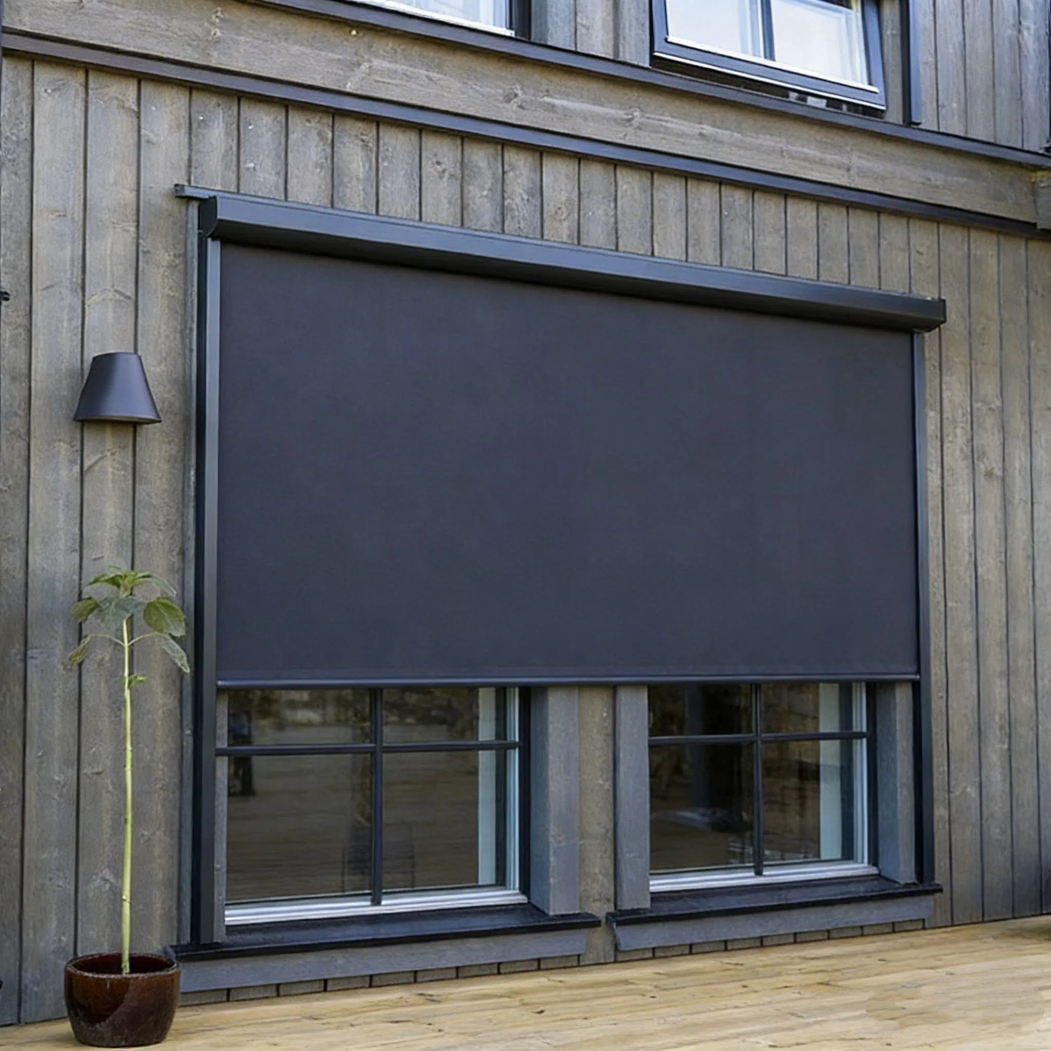 Black out Fabric Zip Rolling Blinds Windproof Outdoor Shading Roller Screen Blinds for Hotel Office