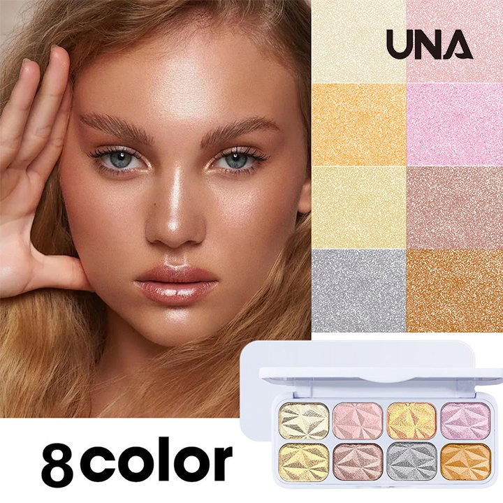 Cosmetics 8 Color Face Highlighter Makeup Palette Long Lasting Shimmer Makeup Eyeshadow