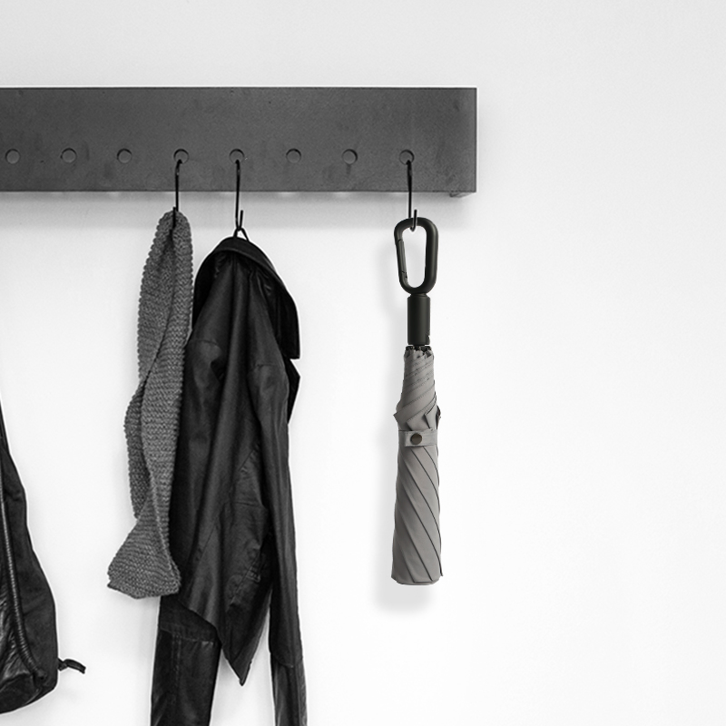 Складной зонт ветрозащитный с карабином, под логотип