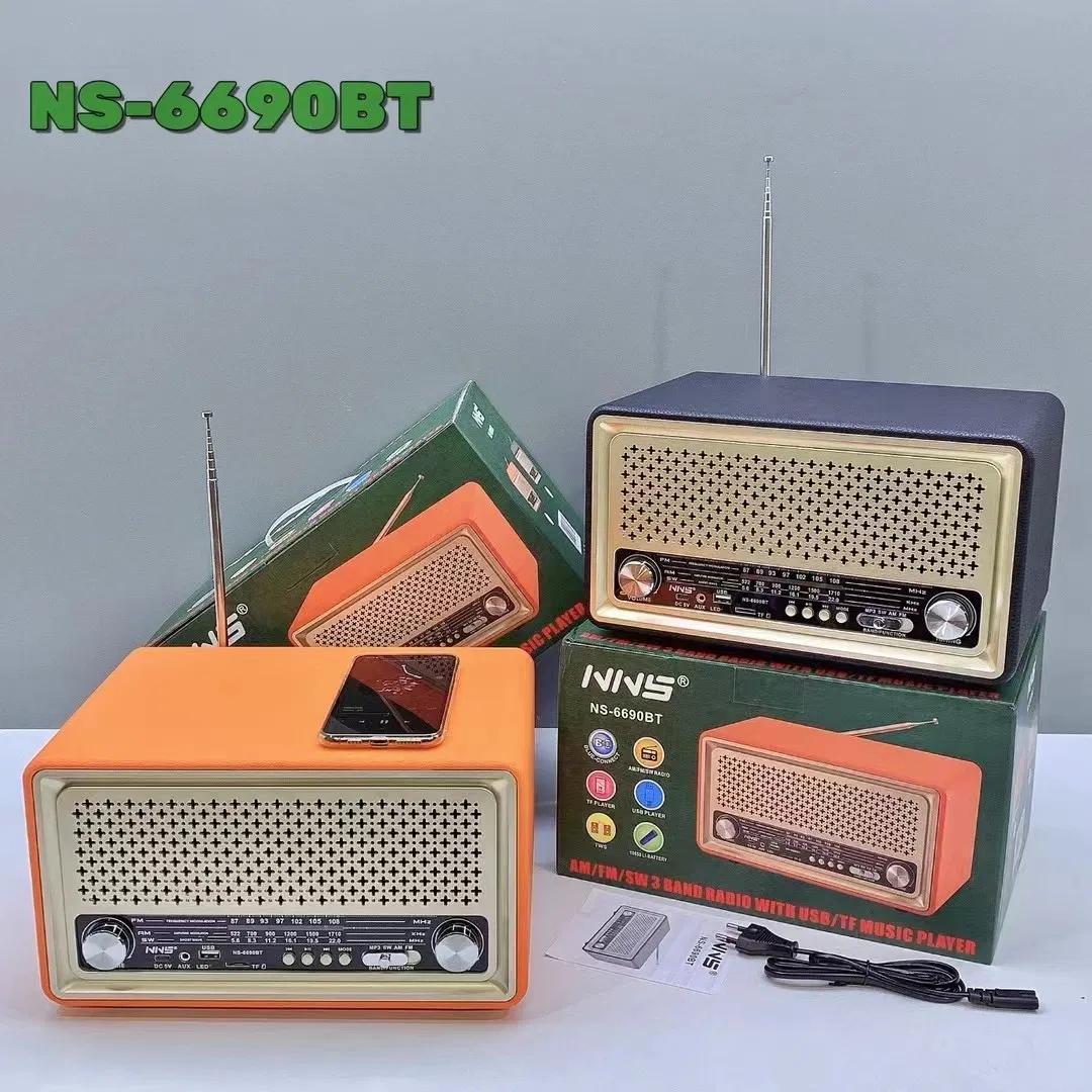 Портативная радио-колонка NS-6690BT Vintage Wooden