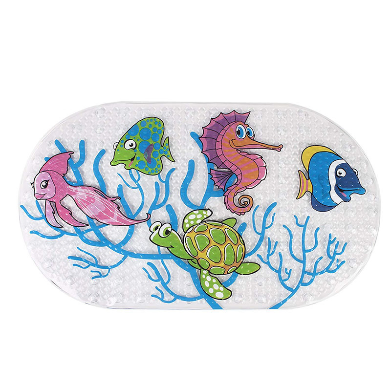 PVC Cartoon Bathroom Anti-Slip Mat with Suction Cups Non-Slip Shower Bathmat