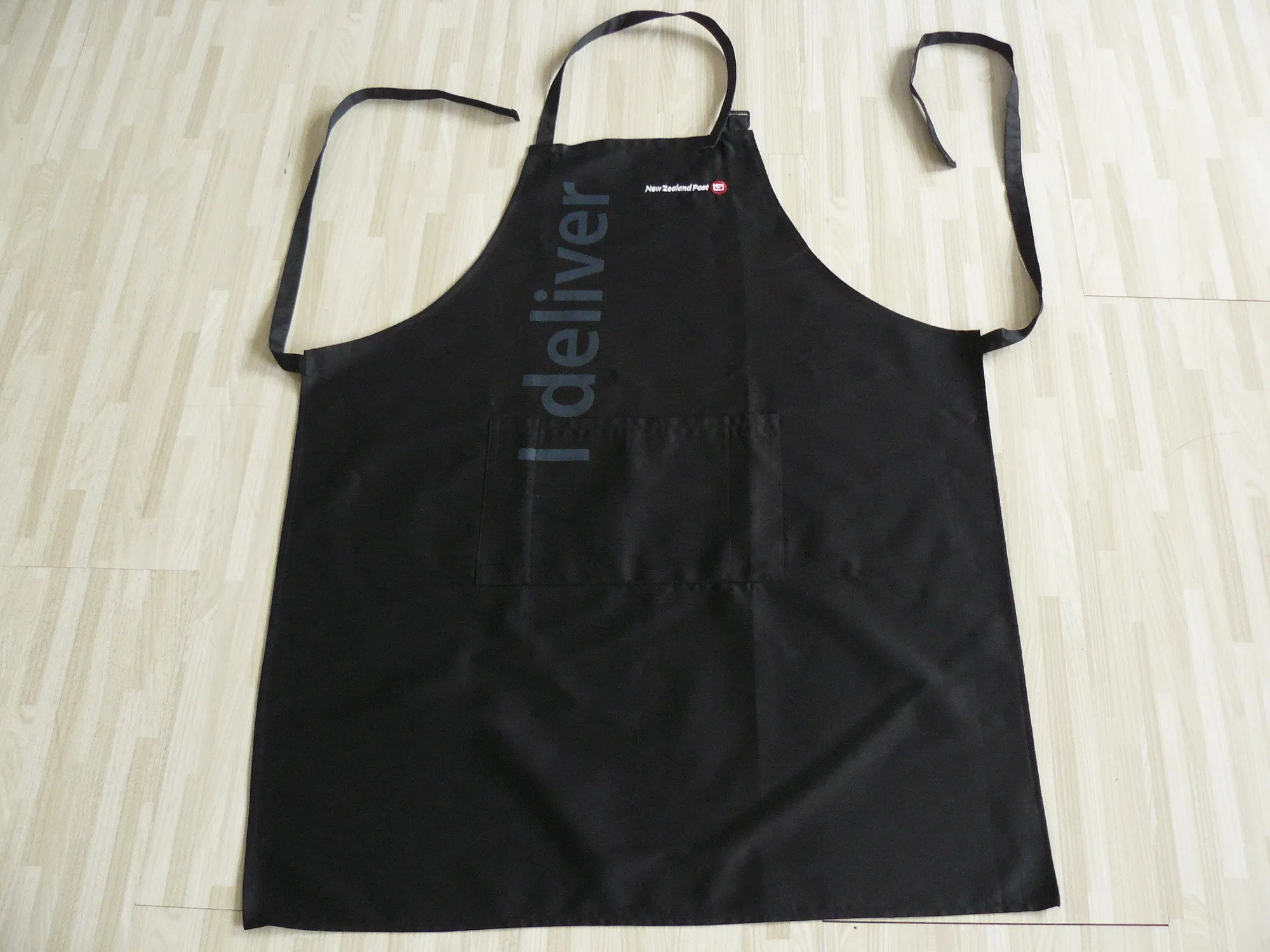 New Zealand Black Embroidery and Grey Printed Cotton Apron for Post Office