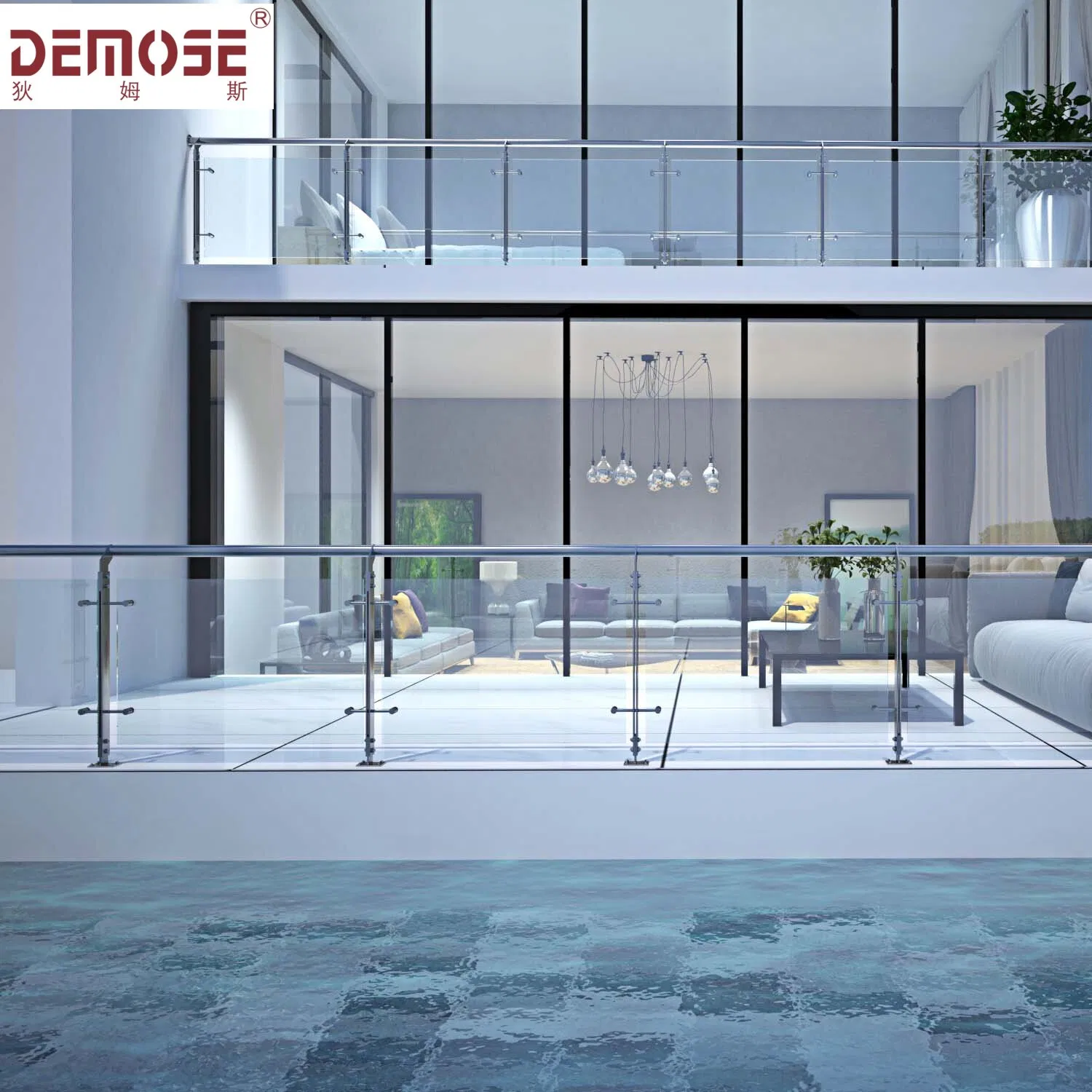 Modern Stainless Steel Glass Balcony Railing for Outdoor Terrace Safety (DMS-B21218)