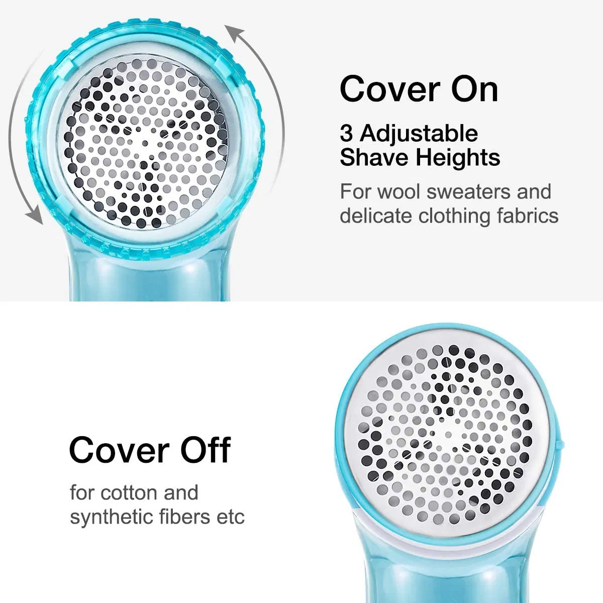 Sweater Defuzzer 2-Speeds 2 Replaceable Stainless-Steel-Blades Battery Operated Fabric Shaver Lint Remover