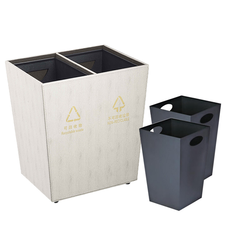 Daily Use Multiple Repurchase Luxury Hotel Amenity Leather Crafts Home Dustbin
