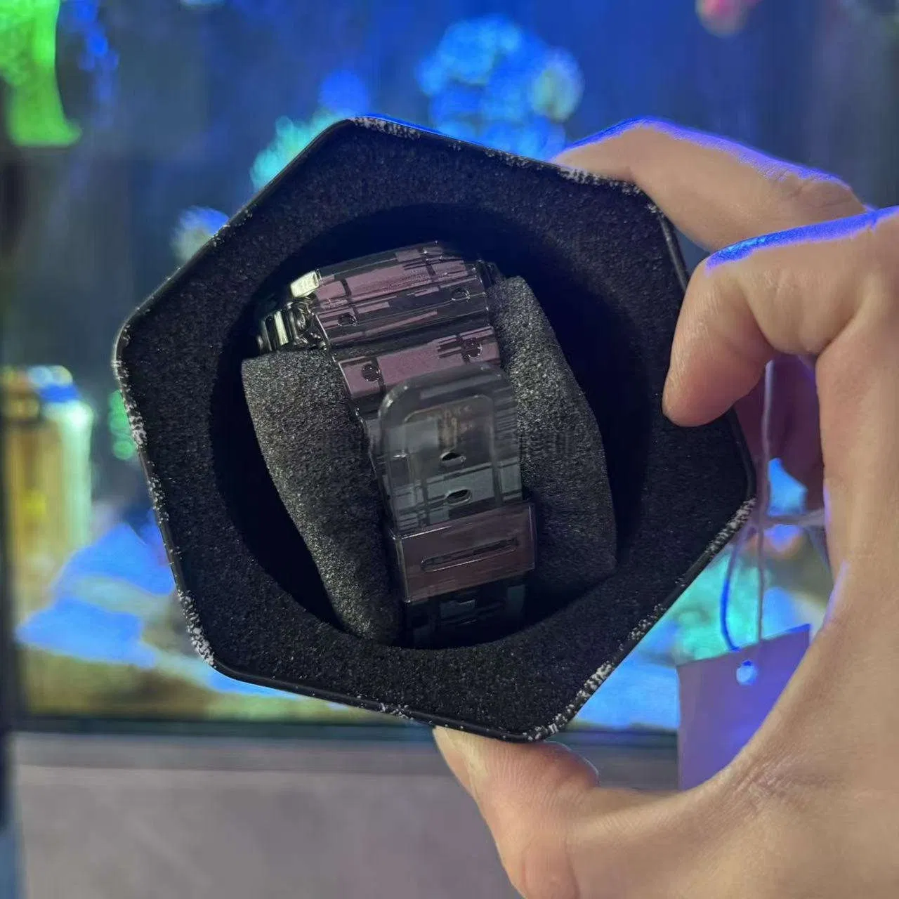 Factory Wholesale Super Clone Watches Octagonal Style Watches Black White Band Transparent Case Double Display Men's Watch Replica Bracelet Wrist Watch