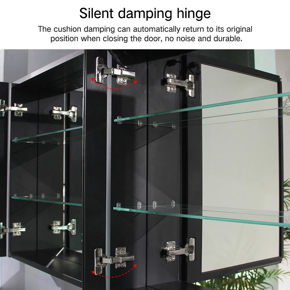 LED Backlit Mirror Illuminated Bathroom Mirror Cabinet and Magnifying Lens Wall-Mounted Vanity Mirror Cabinet