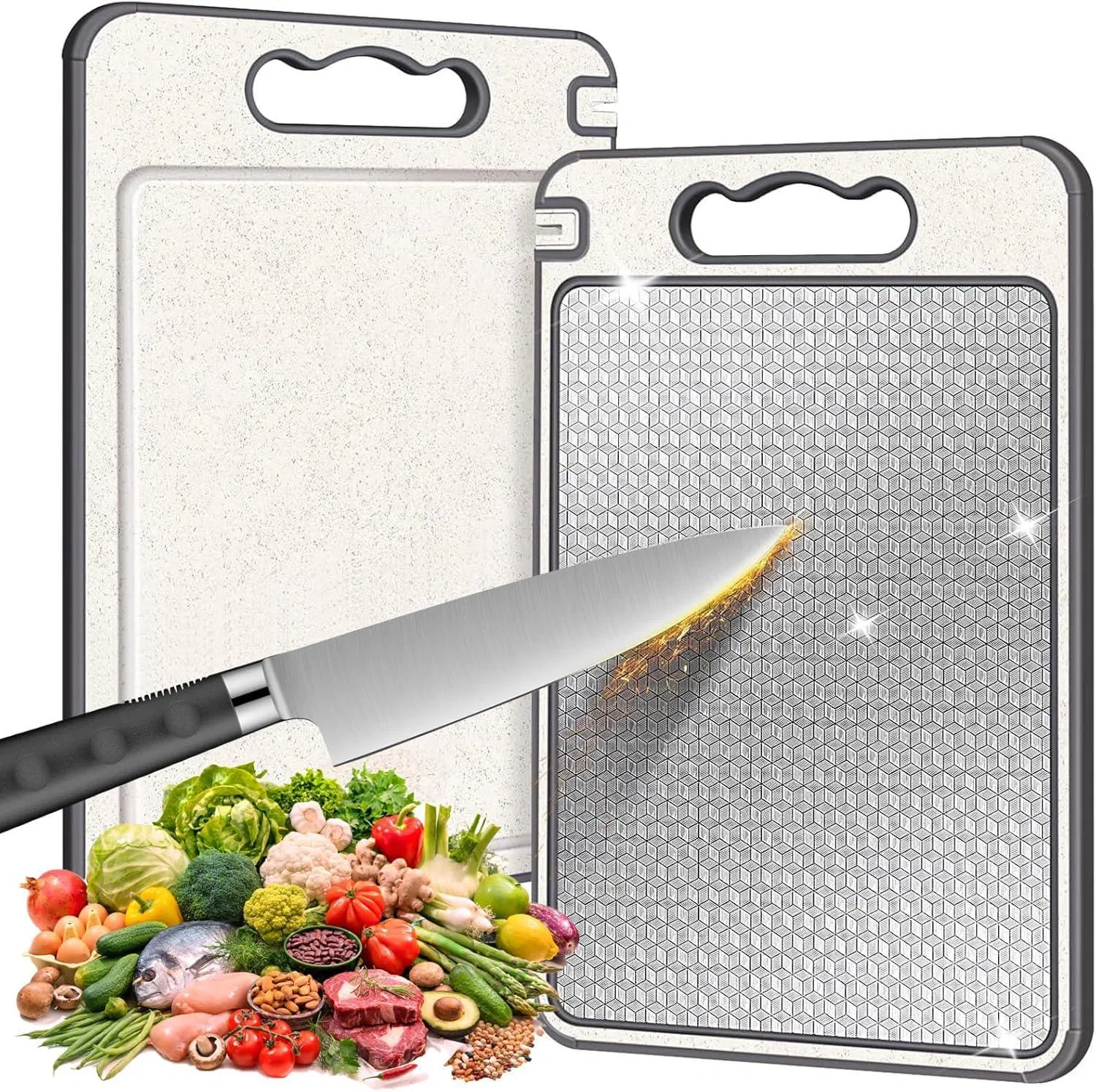 304 Stainless Steel Double-Sided Mildew-Proof PP Material Household Edge-Wrapped Thawing Cutting Board