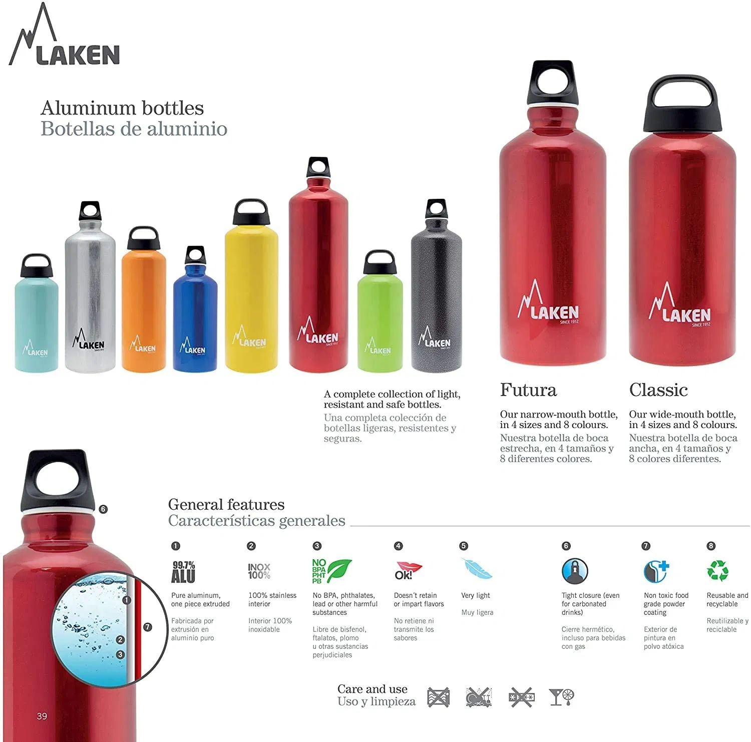 Customized Classic Aluminum Water Bottle Wide Mouth