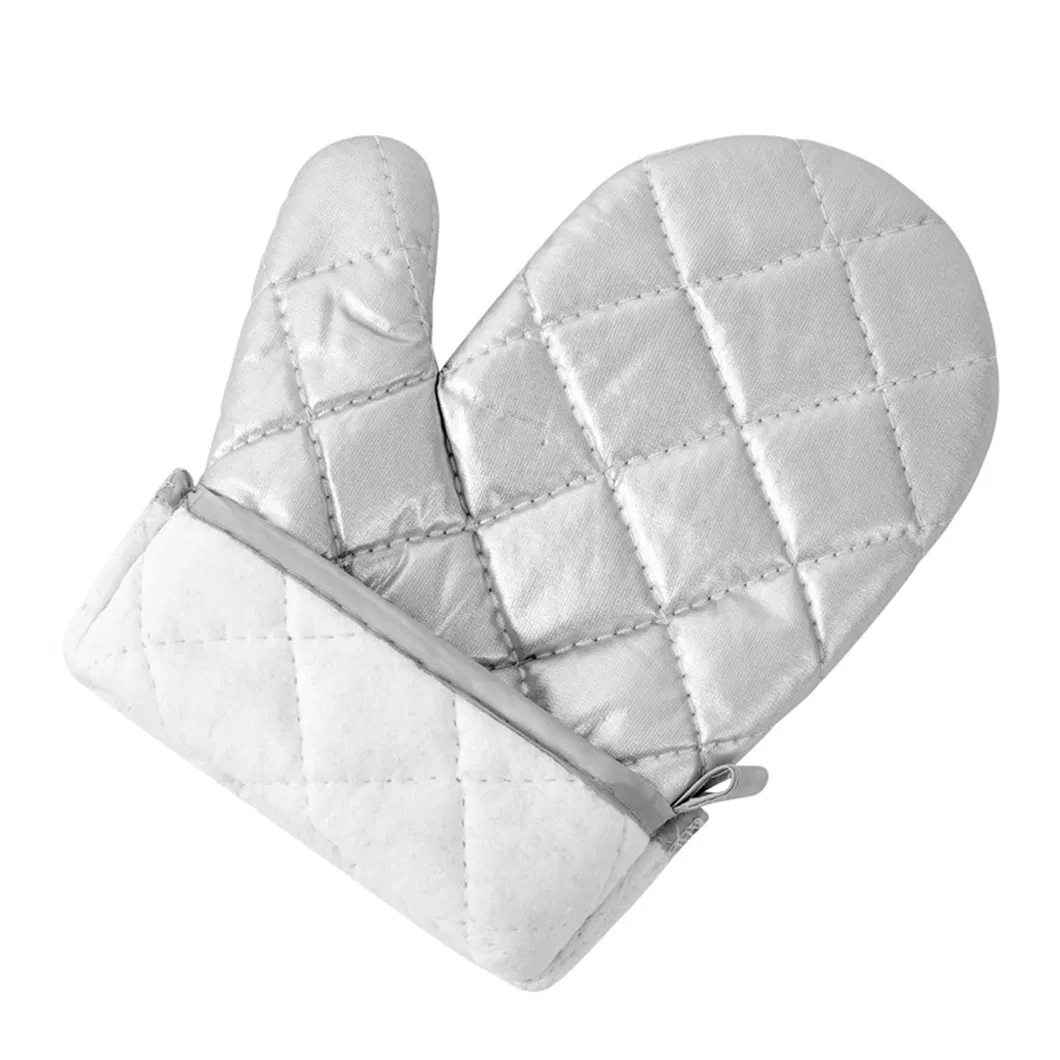 Heat Resistant Cotton Oven Glove Oven Mitt Silver Color Microwave Baking Insulated Gloves 1 PC Price