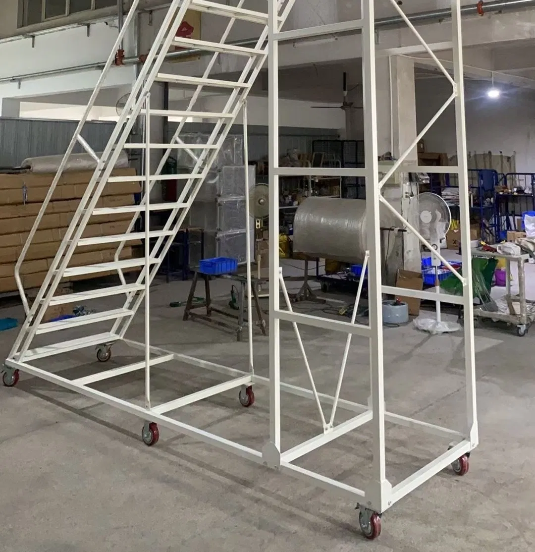 Durable Steel Warehouse Climbing Ladder Platform Cart with EU Certification