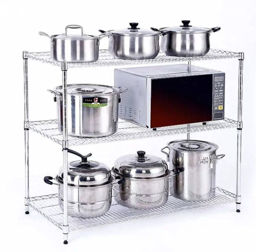 3 Layers Light Duty Chrome Wire Shelving Chrome Rack