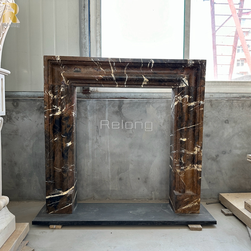 Luxury Elegant Natural Marble Fireplace Mantel Surround with Lady Column