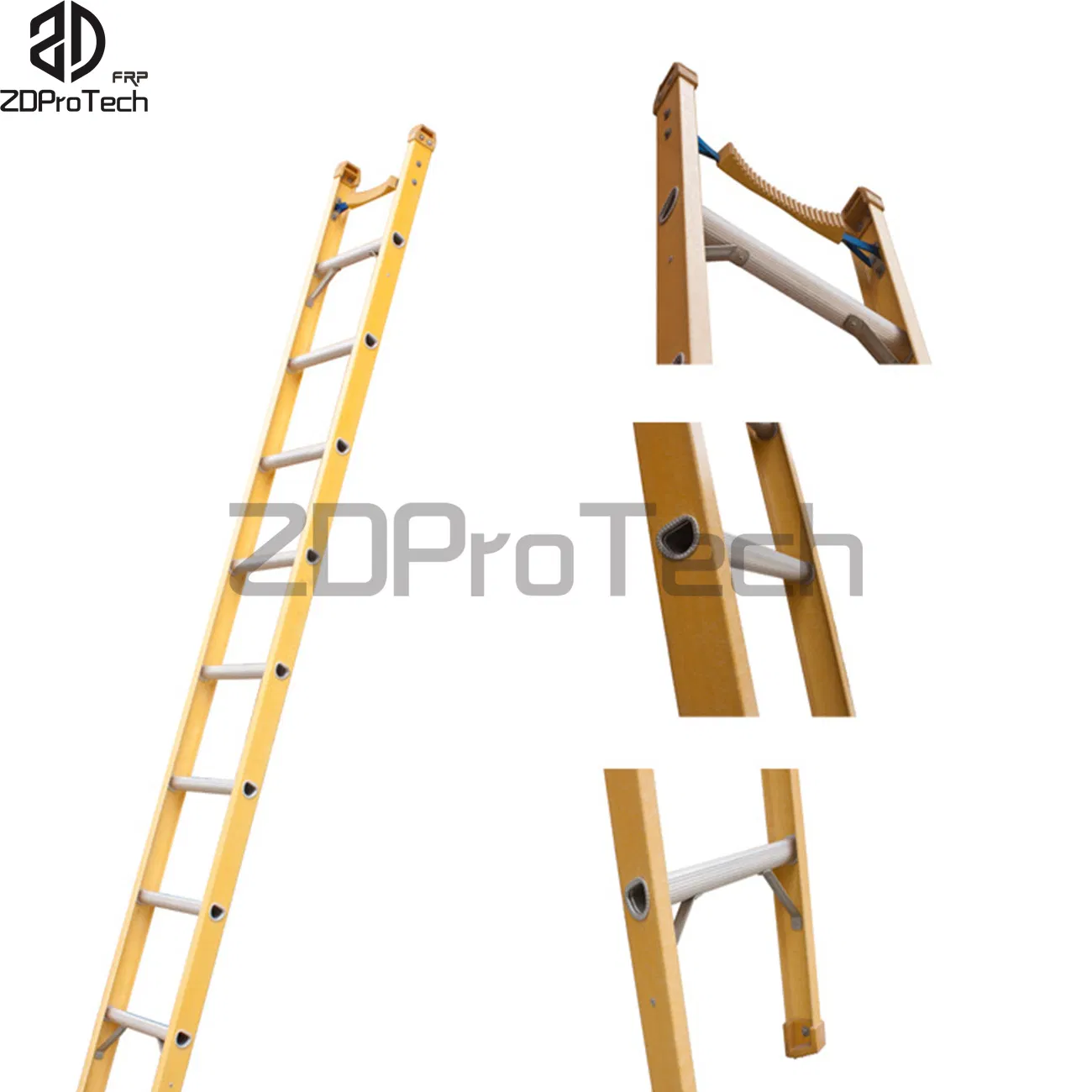 20FT Aluminum Step Fiber Glass R Rung Straight Ladder with Extension Fiberglass