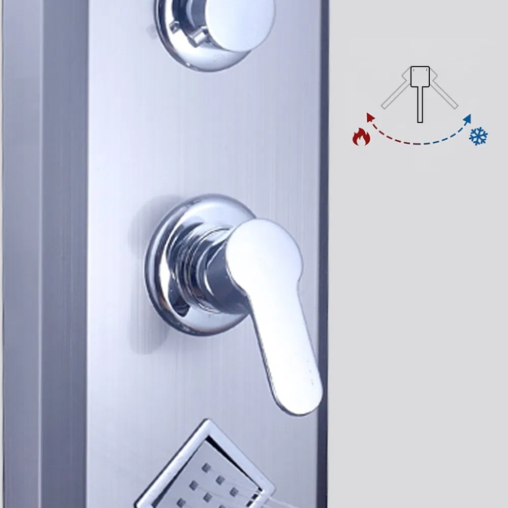 Modern Brushed Stainless Steel LED Shower Panel with 5 Functions