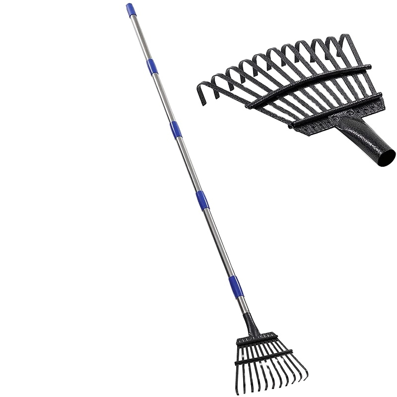 Aluminum Handle Leaf Agricultural Tool Grass Lawn Farm Rake