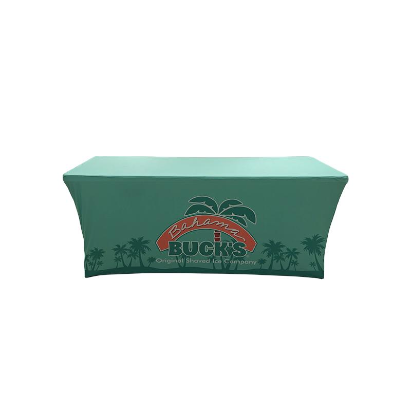 Custom Trade Show Sublimation Printed Logo Polyester Waterproof Fitted Stretch Spandex Table Cover Table Cloths