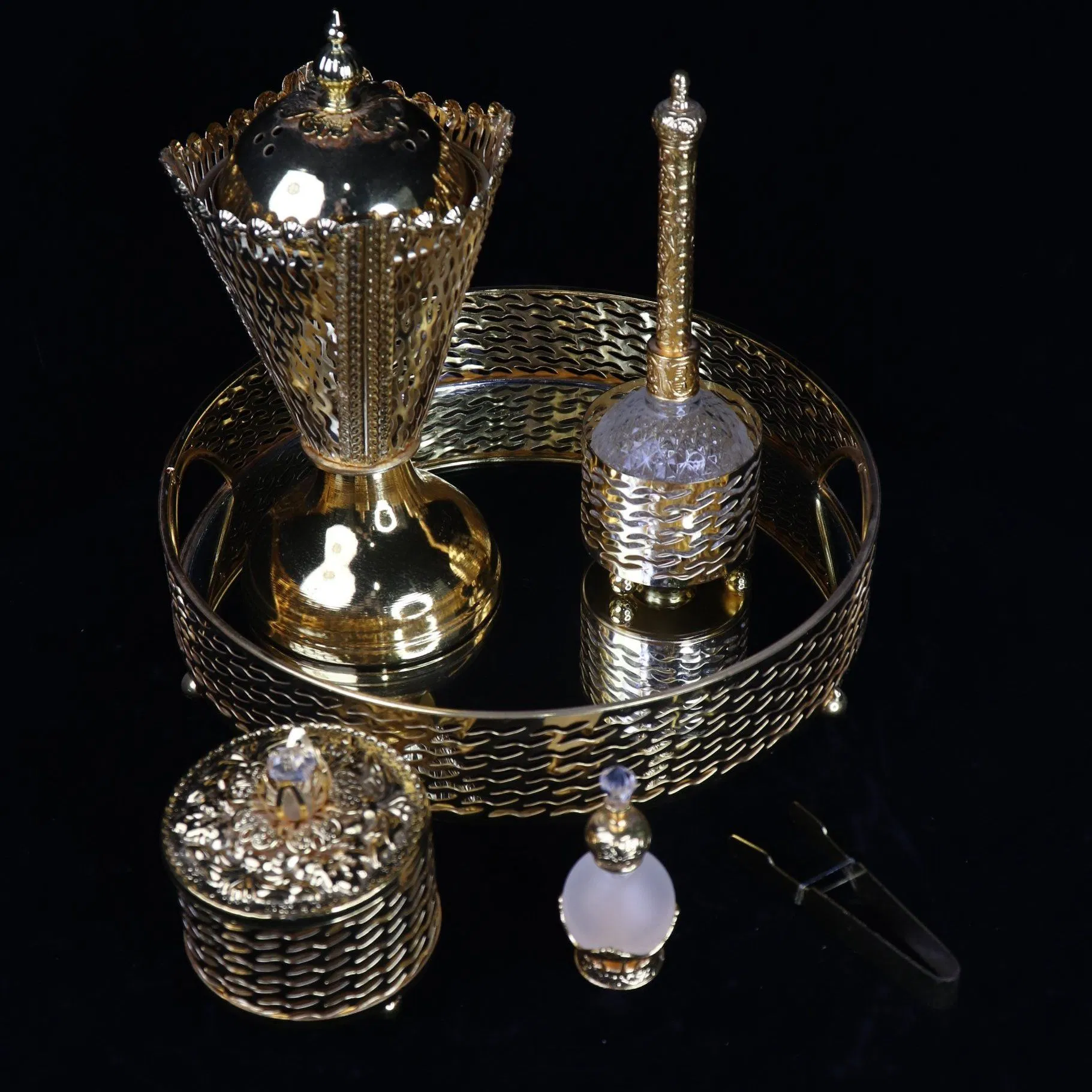 Elegant Dubai Metal Incense Burner Set with Iron Frame Decoration Burner Set